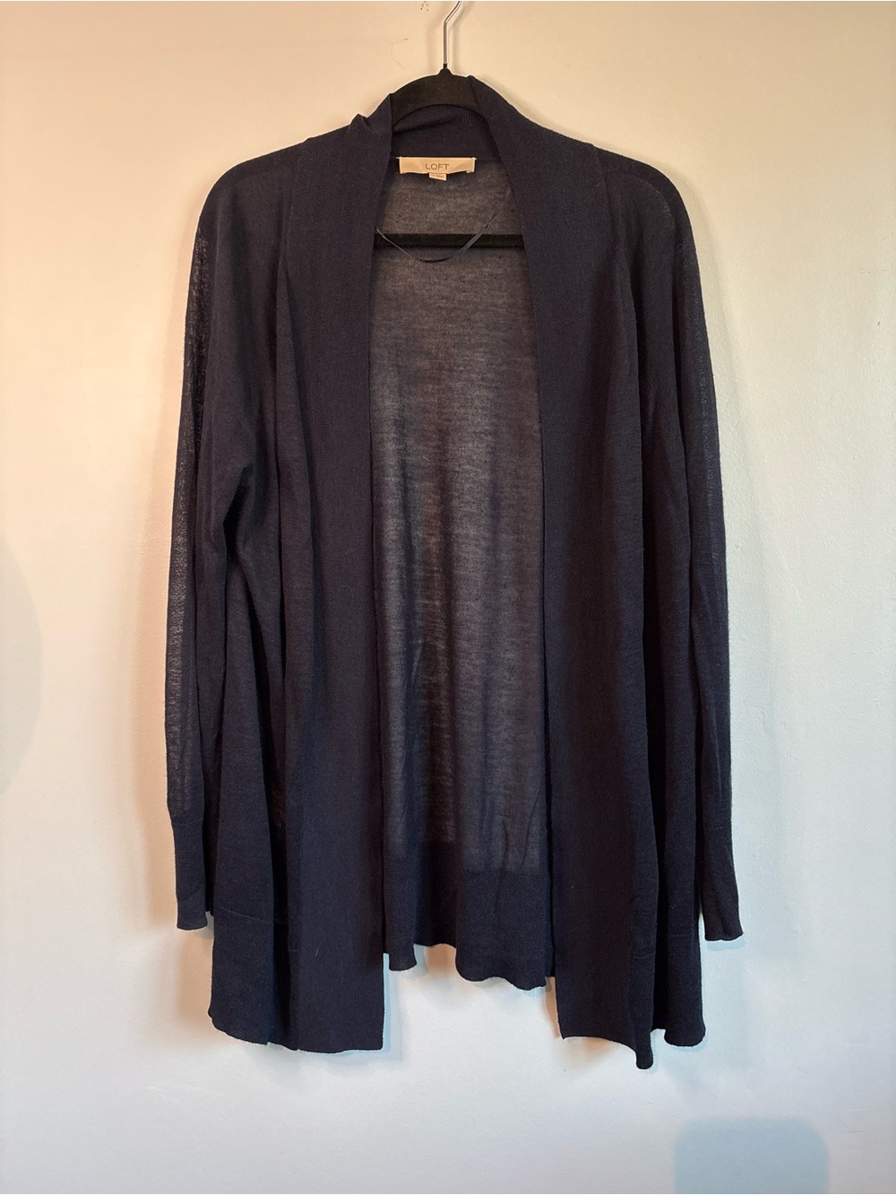 LOFT Navy Open-Front Sheer Cardigan